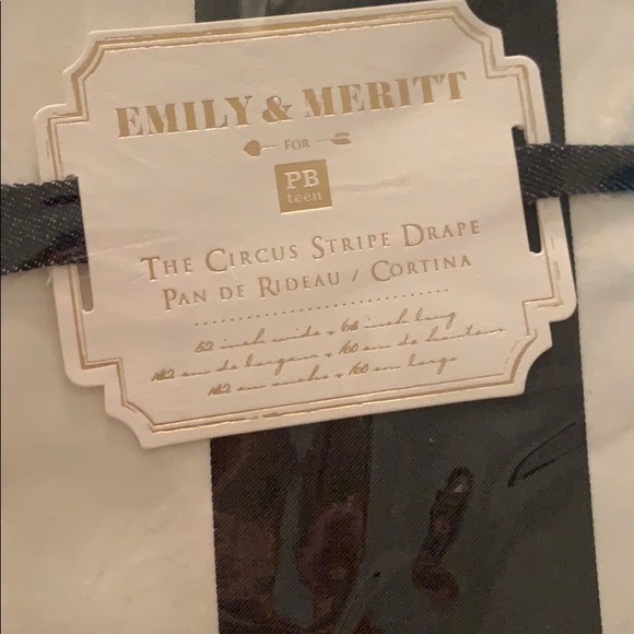 PB Teen Emily & Meritt black/white drapes 63” - Picture 3 of 4